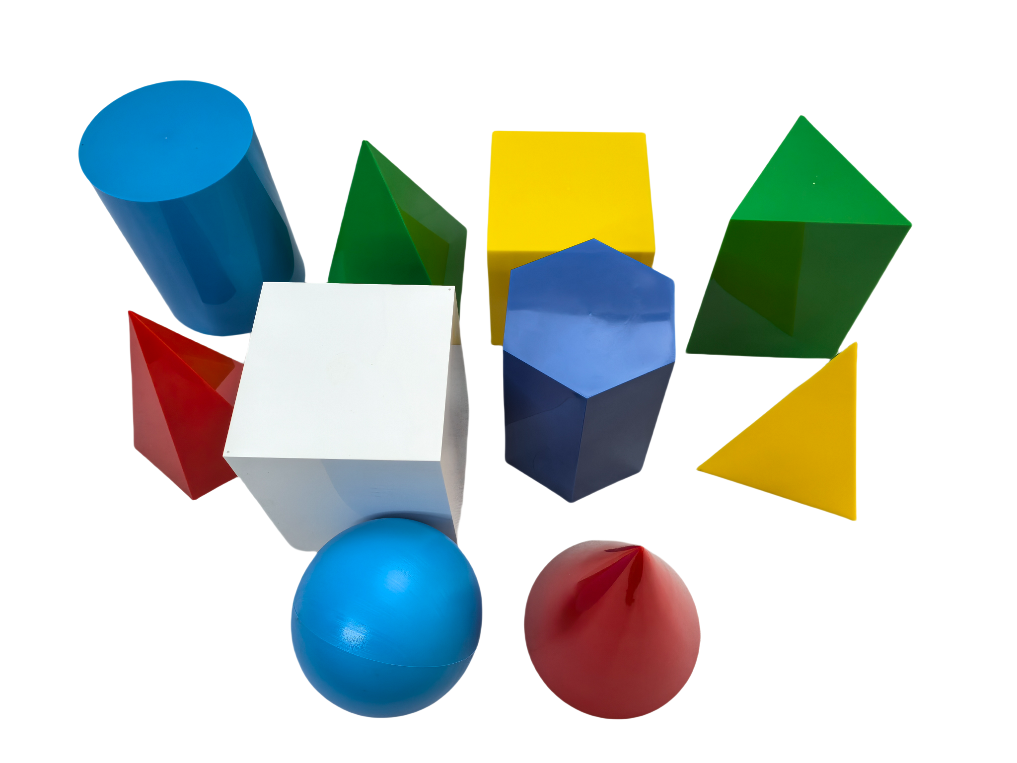Set di modelli geometrici in plastica da 10 pezzi, blocchi di solidi geometrici, set di forme geometriche