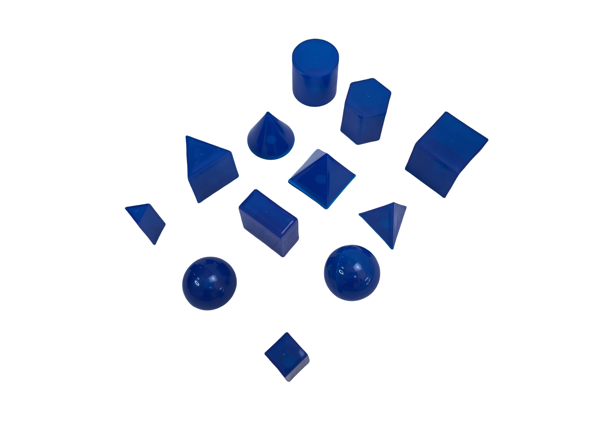 Set di modelli solidi geometrici 3D trasparenti da 12 pezzi